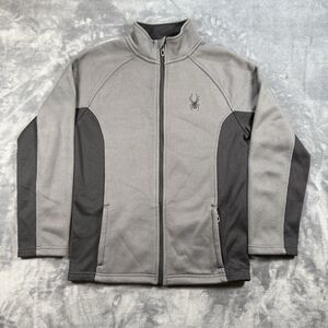 Spyder Boys Black Gray  Full Zip Jacket Black And Gray Size Large 14-16